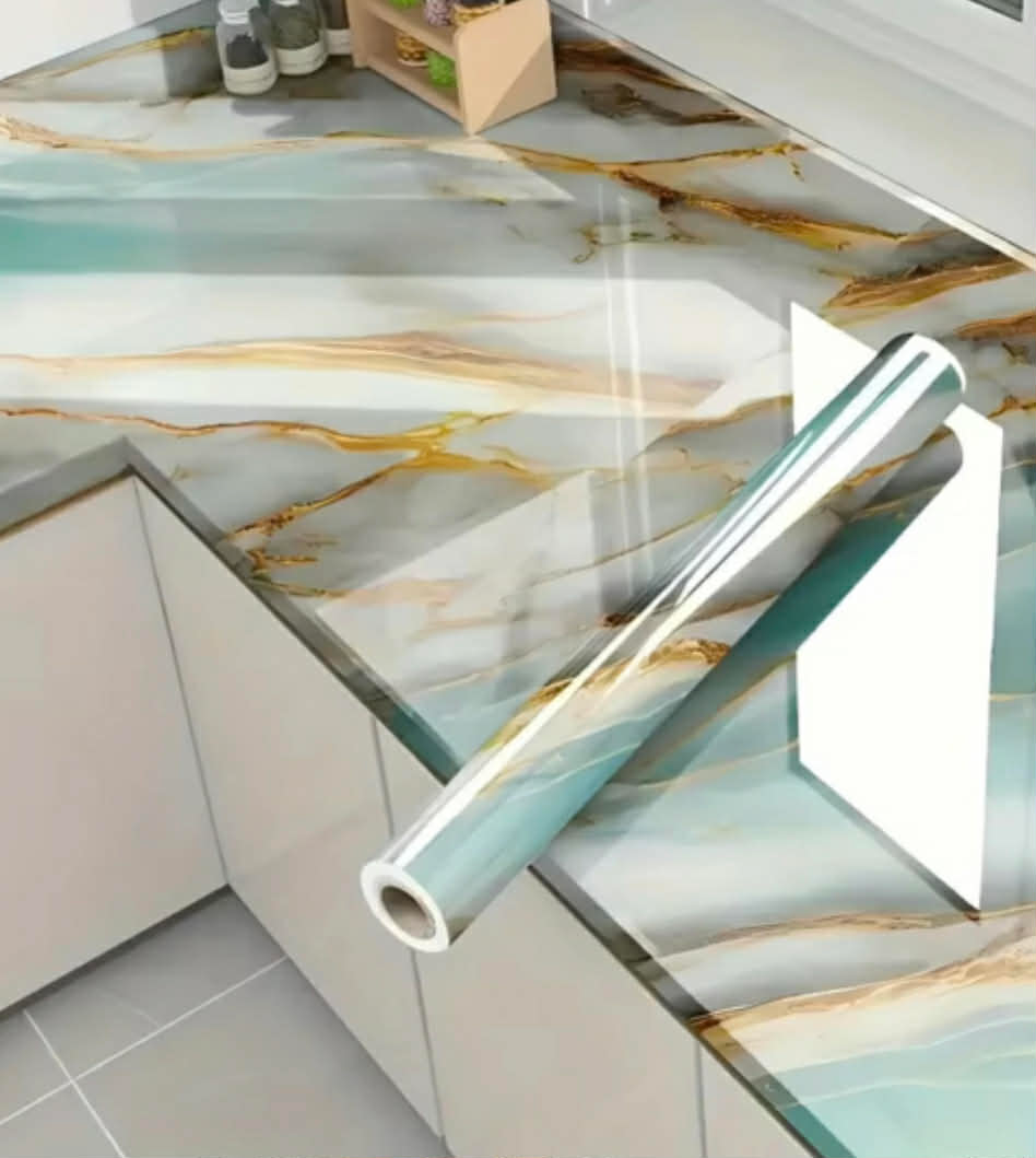 Heat-Resistant Marble Contact Paper – Waterproof Self-Adhesive PVC Wallpaper for Kitchen Countertops, Backsplash, Bathroom & Home Décor