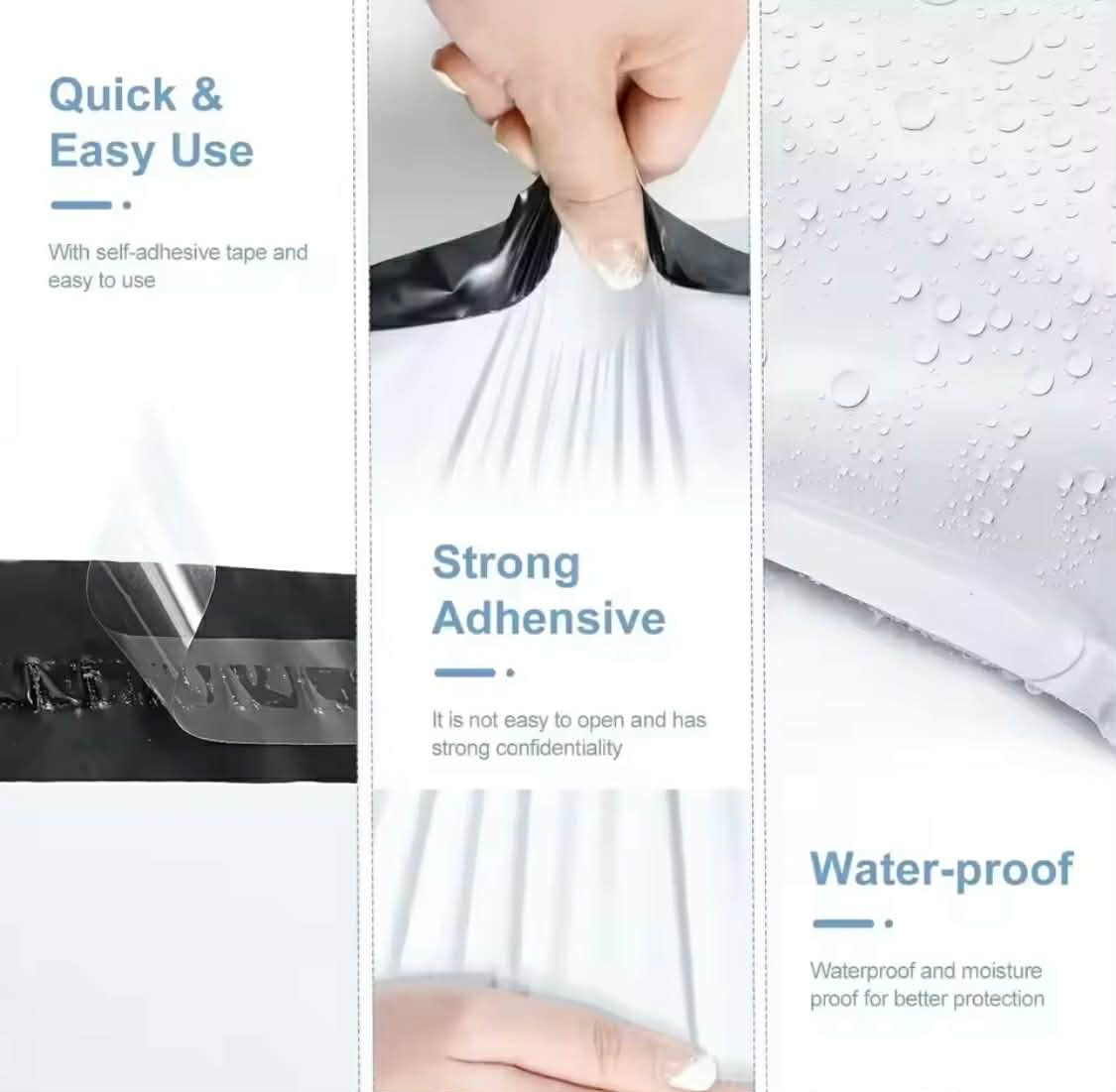 White Poly Mailer Bags–Pack of 25, 50, 75, 100, 200 & 400 | Multi-Size (170 × 300 mm; 200 × 300 mm; 250 × 350 mm) | Waterproof Self-Sealing PE Shipping Envelopes | Strong Anti-Leakage Express Mailing Bags