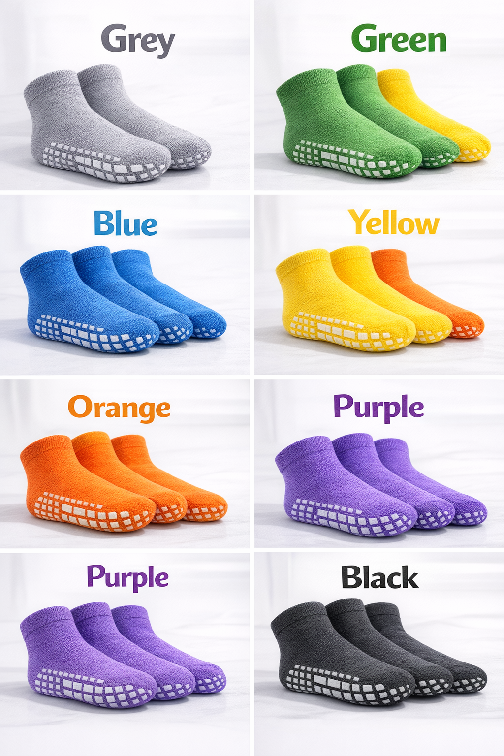 Non-Slip Grip Socks for Boys & Girls – Anti-Slip Rubber Grippy Socks for Yoga, Pilates, Ballet, Trampoline, & Sports, Barefoot Athletic Floor Socks, 3 Pairs