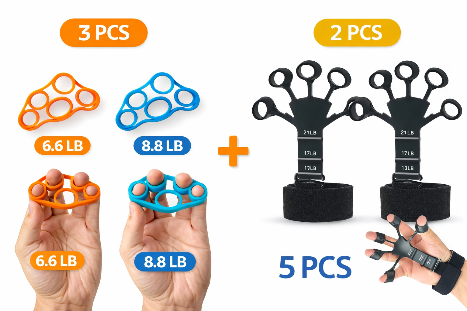 Hand Grip Strengthener & Finger Exerciser Set – Finger Stretcher & Forearm Grip