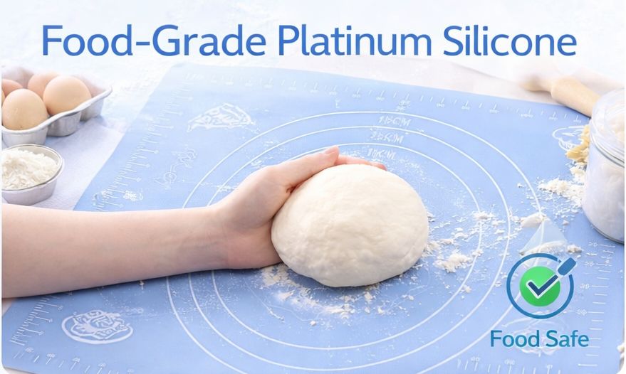 AN-Prime Silicone Pastry Mat– Non-Stick Dough Rolling & Baking Mat with Measurements Edges, Food-Grade Silicone for Pizza, Pie, Fondant, Kneading & Baking