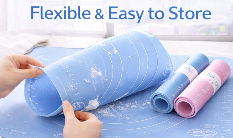 AN-Prime Silicone Pastry Mat– Non-Stick Dough Rolling & Baking Mat with Measurements Edges, Food-Grade Silicone for Pizza, Pie, Fondant, Kneading & Baking