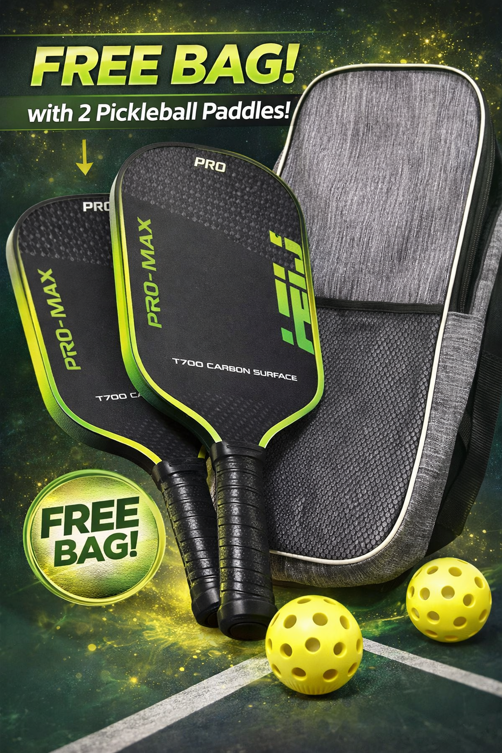 PRO-MAX T700 Carbon Fiber Pickleball Paddle – 16MM Honeycomb Core, Lightweight, Large Sweet Spot, Ergonomic Non-Slip Grip, USAPA Style Performance Paddle