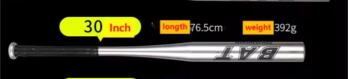 Aluminum Alloy Baseball Bat – Lightweight Durable Metal Bat with Non-Slip Grip, 30 Inch
