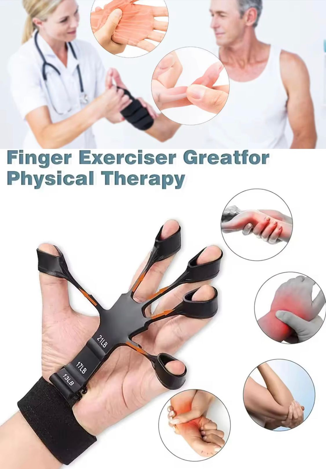 Hand Grip Strengthener & Finger Exerciser Set – Finger Stretcher & Forearm Grip
