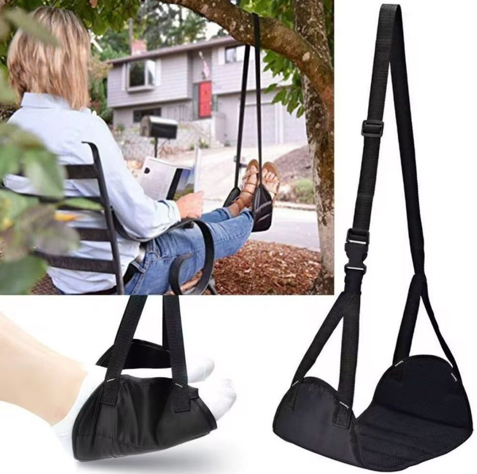 Portable Travel Foot Rest Hammock – Adjustable Airplane Footrest for Flights, Office & Home