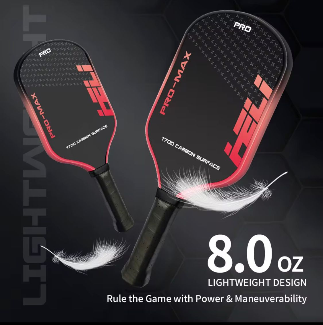 PRO-MAX T700 Carbon Fiber Pickleball Paddle – 16MM Honeycomb Core, Lightweight, Large Sweet Spot, Ergonomic Non-Slip Grip, USAPA Style Performance Paddle