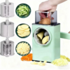 3-in-1 Rotary Cheese Grater & Vegetable Slicer – Manual Stainless Steel Drum Cutter with Strong Suction Base, Fast Shredding & Slicing Tool