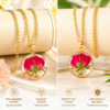 Gold-Plated Stainless Steel Dried Flower Pendant Necklace – Real Pressed Flower Jewelry for Women (Birth Flower Design)