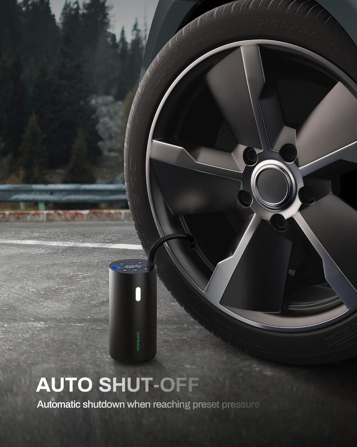 AN-Prime  AT004 Smart Portable Tire Air Pump For Cars, Motorcycles, Bicycles And Balls With Pressure Gauge And LED Screen For Fast Inflation