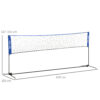 AN-Prime SPORTNOW 4m Badminton Net, Height Adjustable Outdoor Sports Net, With Carry Bag, For Tennis, Pickleball, Volleyball, Blue