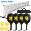AN-Prime 1Set Portable Pickleball Net Set 22ft Regulation Size Net Pickle Ball Net System With 4 Pickleballs 4 Paddles Carrying Bag For Driveway Yard