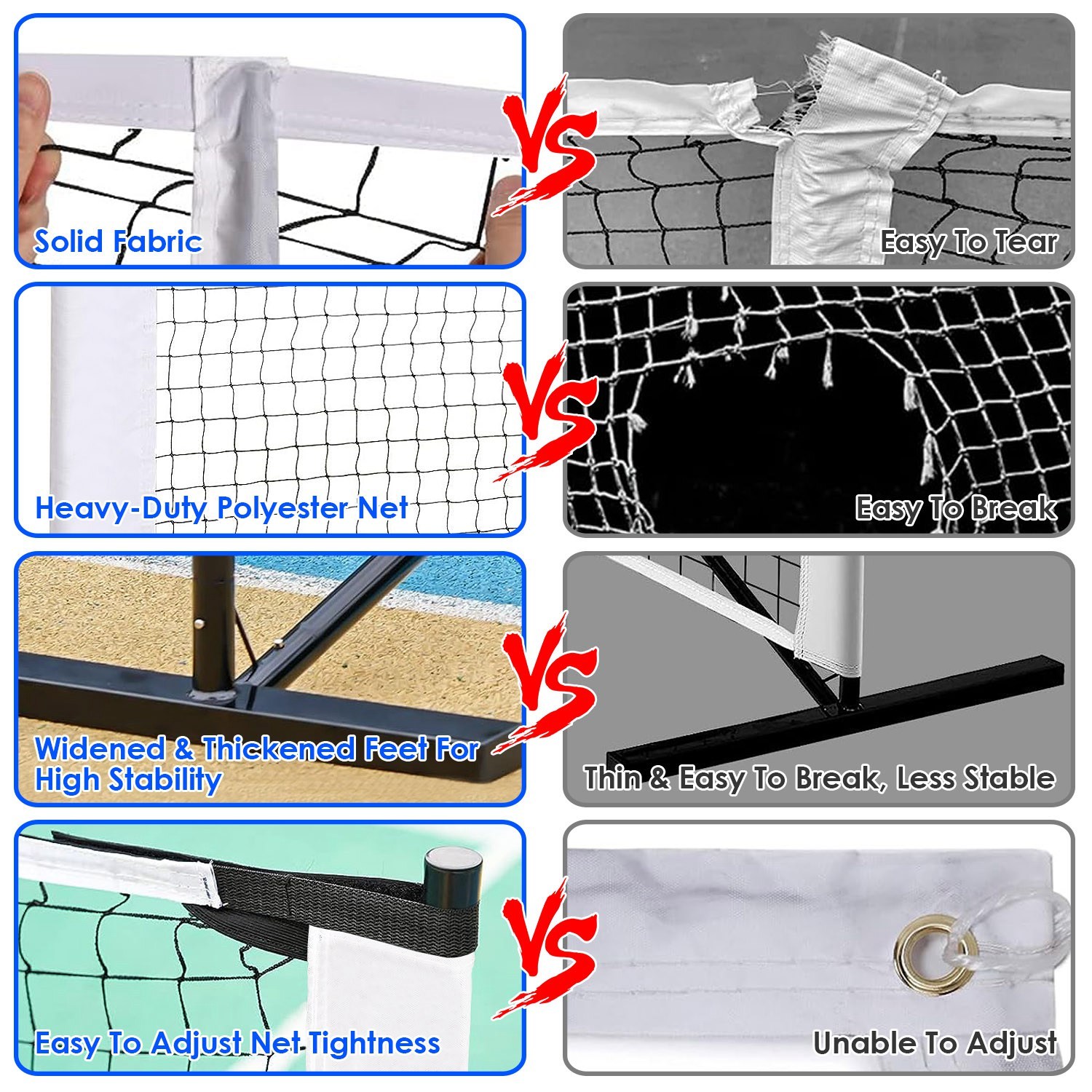AN-Prime 1Set Portable Pickleball Net Set 22ft Regulation Size Net Pickle Ball Net System With 4 Pickleballs 4 Paddles Carrying Bag For Driveway Yard