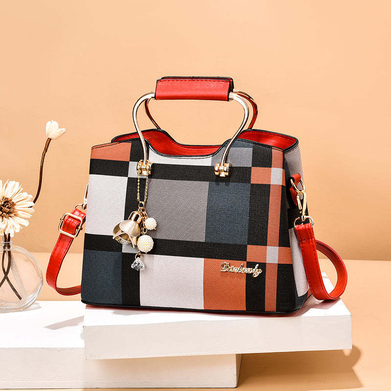 Checkered Design Women's Bag - Satchel Portable Shoulder Crossbody Handbag-Latest Design-Free Shipping