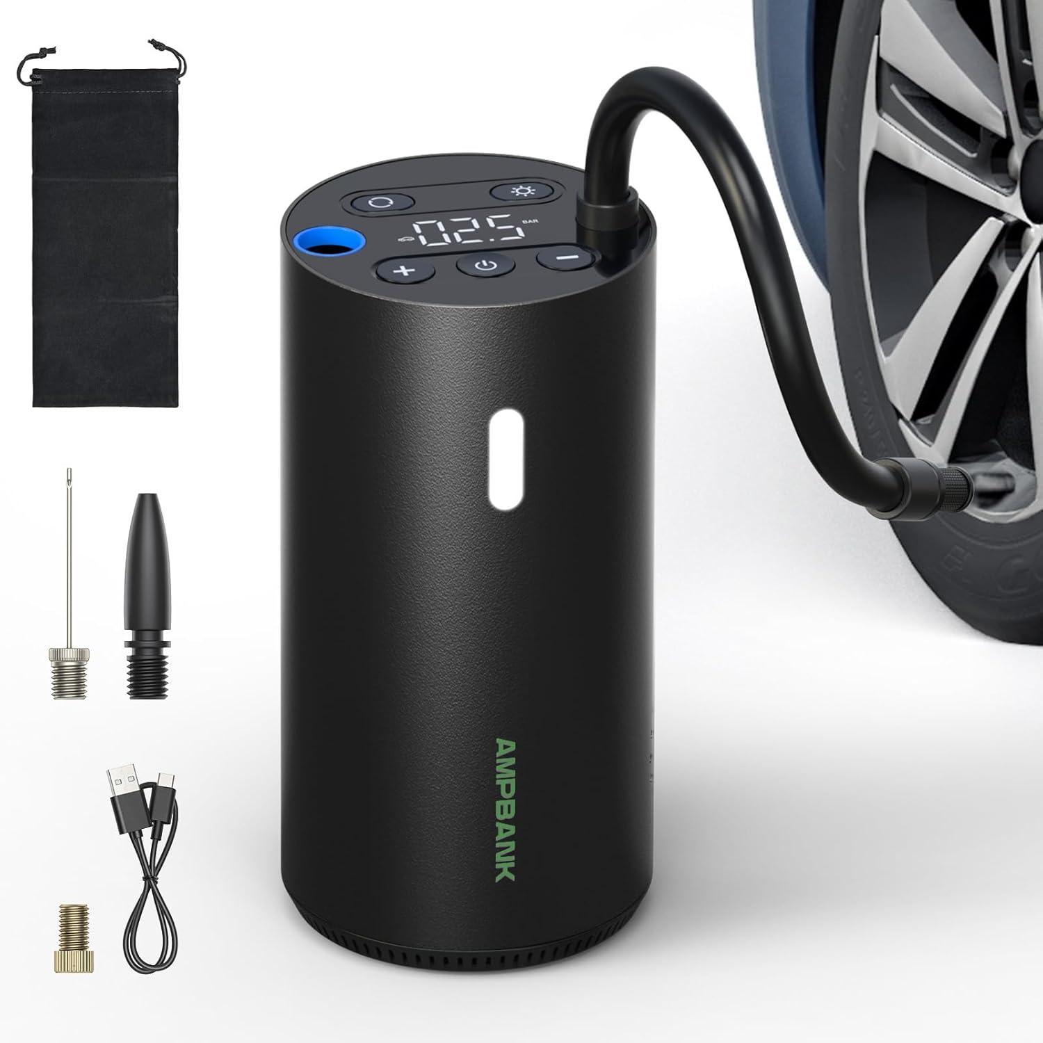 AN-Prime  AT004 Smart Portable Tire Air Pump For Cars, Motorcycles, Bicycles And Balls With Pressure Gauge And LED Screen For Fast Inflation