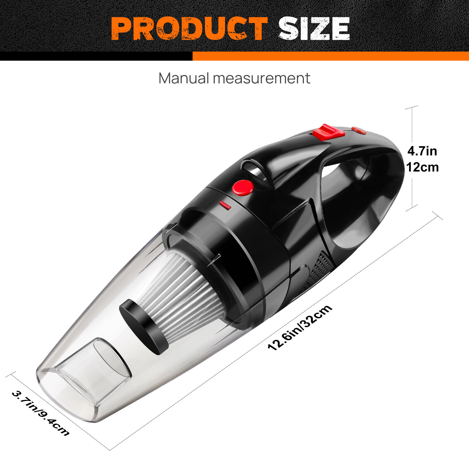 AN-Prime Mini Cordless Vacuum Cleaner Car Handheld Vacuum Power Suction USB Rechargeable