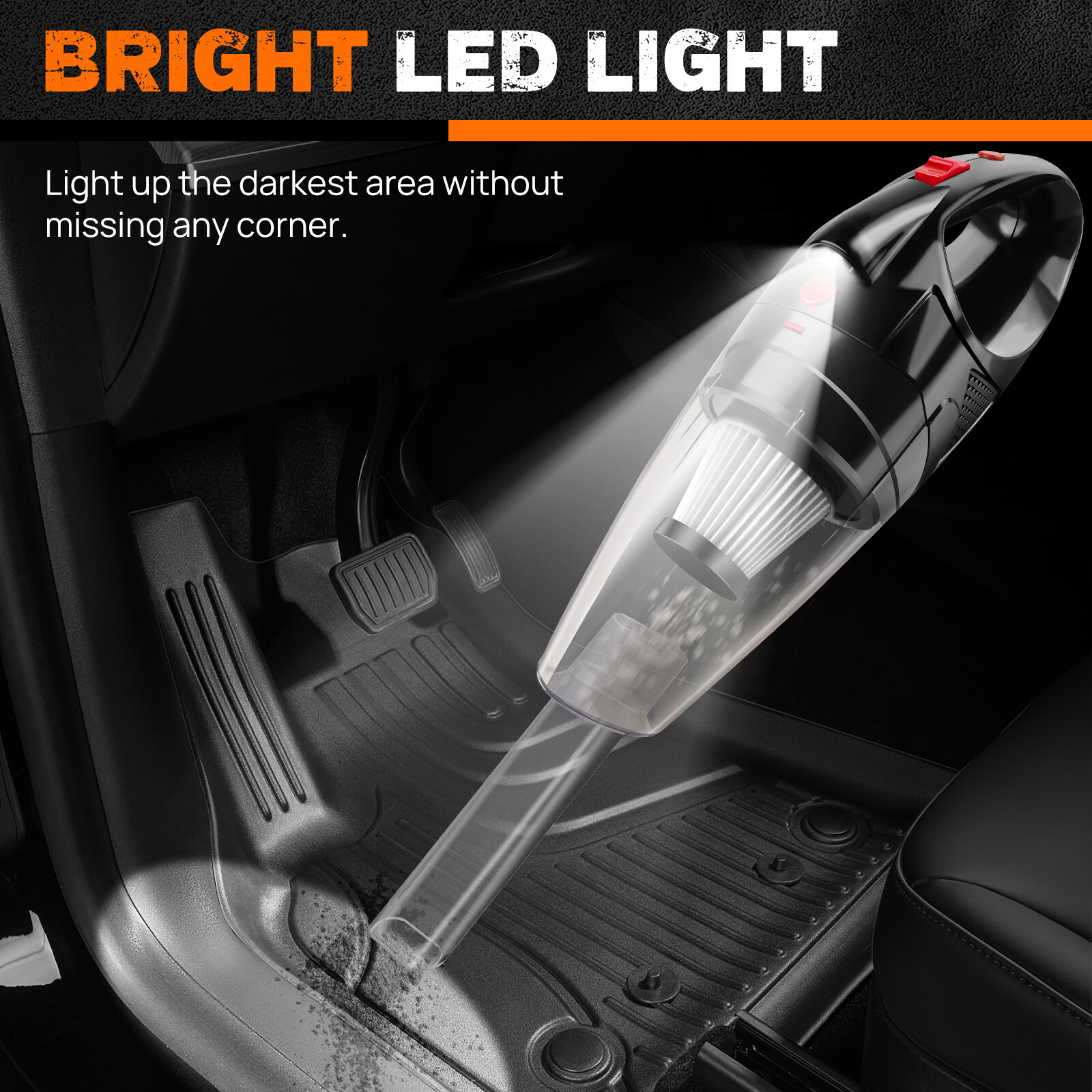 AN-Prime Mini Cordless Vacuum Cleaner Car Handheld Vacuum Power Suction USB Rechargeable