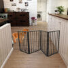 Pet Gate - Dog Gate For Doorways, Stairs Or House - Freestanding, Folding, Brown, Arc Wooden-Nice Design