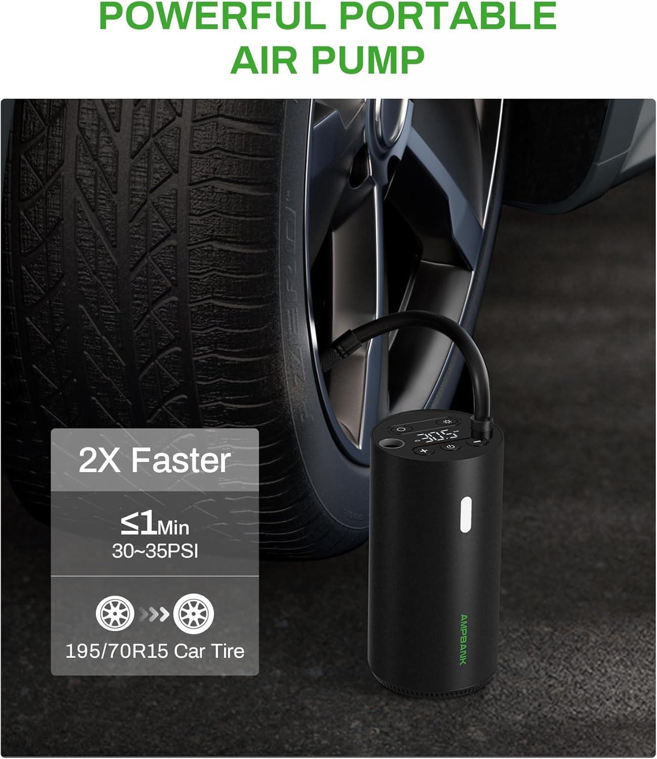 AN-Prime  AT004 Smart Portable Tire Air Pump For Cars, Motorcycles, Bicycles And Balls With Pressure Gauge And LED Screen For Fast Inflation
