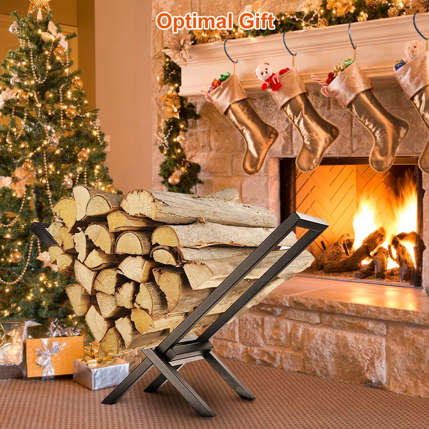 1Pc Firewood Log Rack 220LBS Steel Wood Lumber Storage Stacking Rack X Shape Storage Holder For Fireplace Firepit-Latest Design