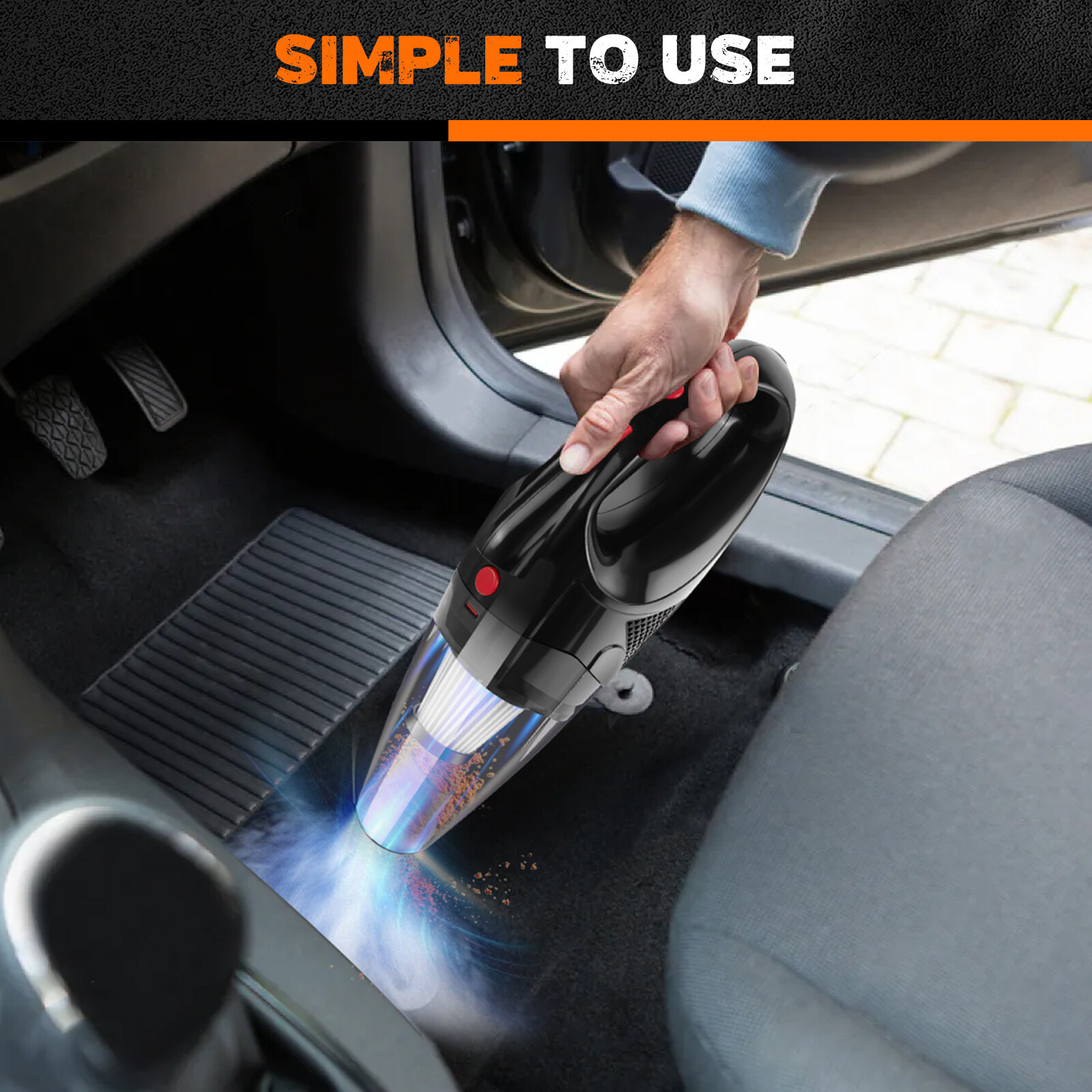 AN-Prime Mini Cordless Vacuum Cleaner Car Handheld Vacuum Power Suction USB Rechargeable