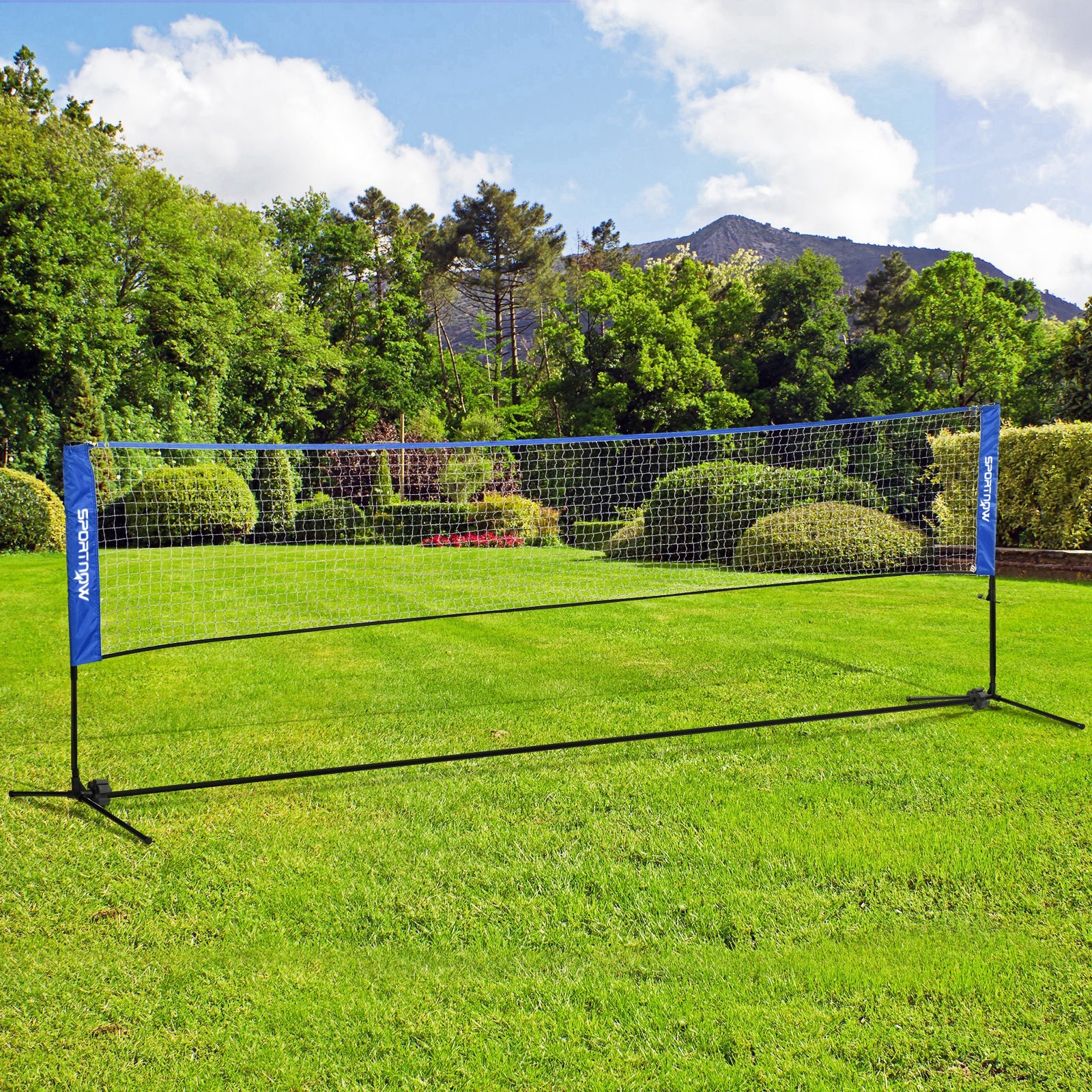 AN-Prime SPORTNOW 4m Badminton Net, Height Adjustable Outdoor Sports Net, With Carry Bag, For Tennis, Pickleball, Volleyball, Blue