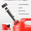 Fuel Container, 5 Gallon, Gas Tank With Spout & Clear Scale, 15 L/min Max Flow Rate, Secure & Leak-proof, Portable Flat Fluid Container For Most Cars Motorcycle ATV UTV, Red, 1 Pack