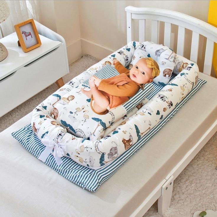 Crib Anti-pressure Newborn Foldable Portable Crib Middle Bed Baby Infant Mattress Bionic Travel Bed