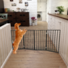 Pet Gate - Dog Gate For Doorways, Stairs Or House - Freestanding, Folding, Brown, Arc Wooden-Nice Design