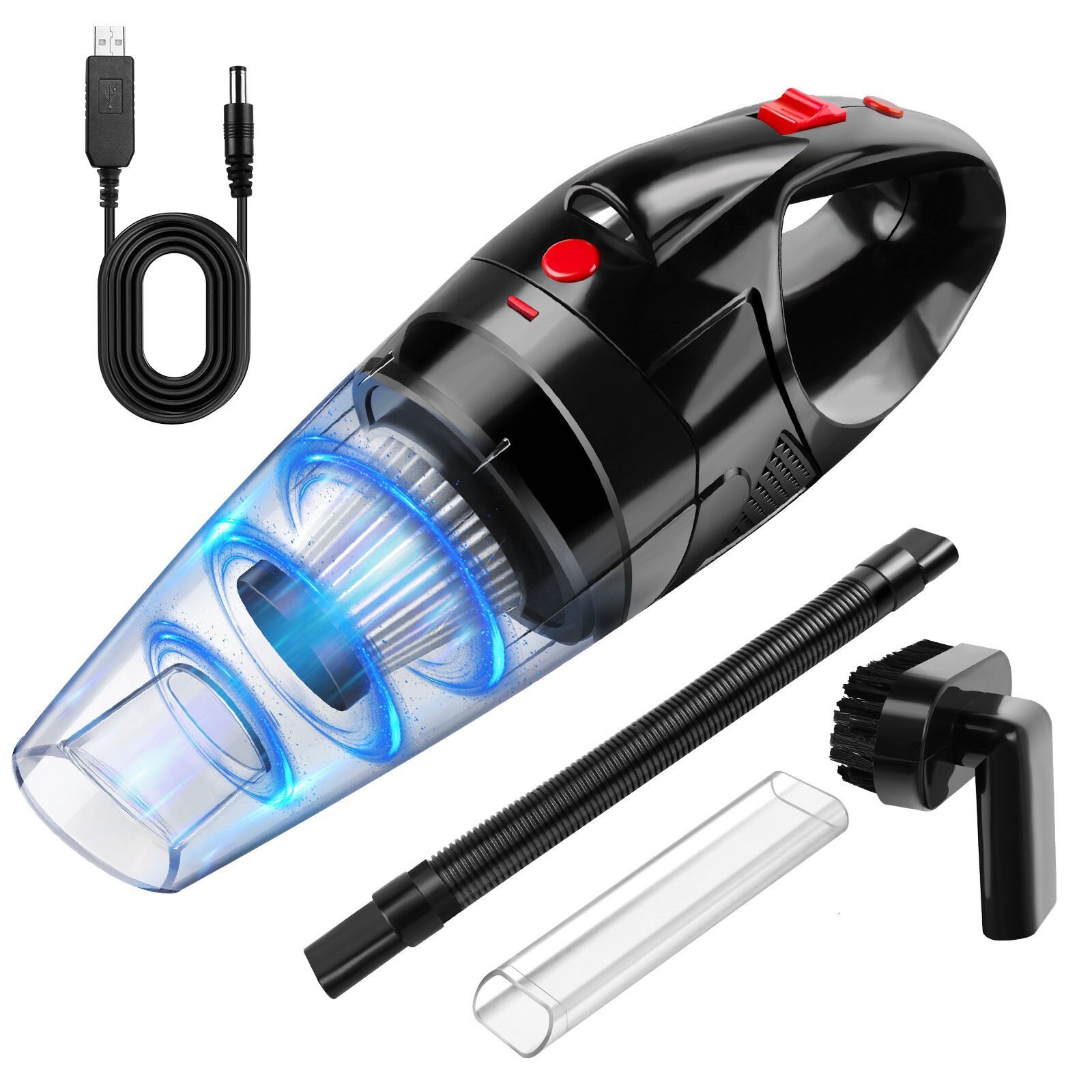 AN-Prime Mini Cordless Vacuum Cleaner Car Handheld Vacuum Power Suction USB Rechargeable