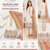 Elegant 3-piece embroidered lawn suit featuring premium fabric, detailed embroidery, and a matching dupatta
