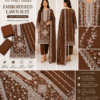 Elegant 3-piece embroidered lawn suit featuring premium fabric, detailed embroidery, and a matching dupatta