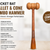 Cricket Bat Mallet & Cone Combo Hammer – Wooden Knocking Tool with Rubber Grip for Bat Preparation