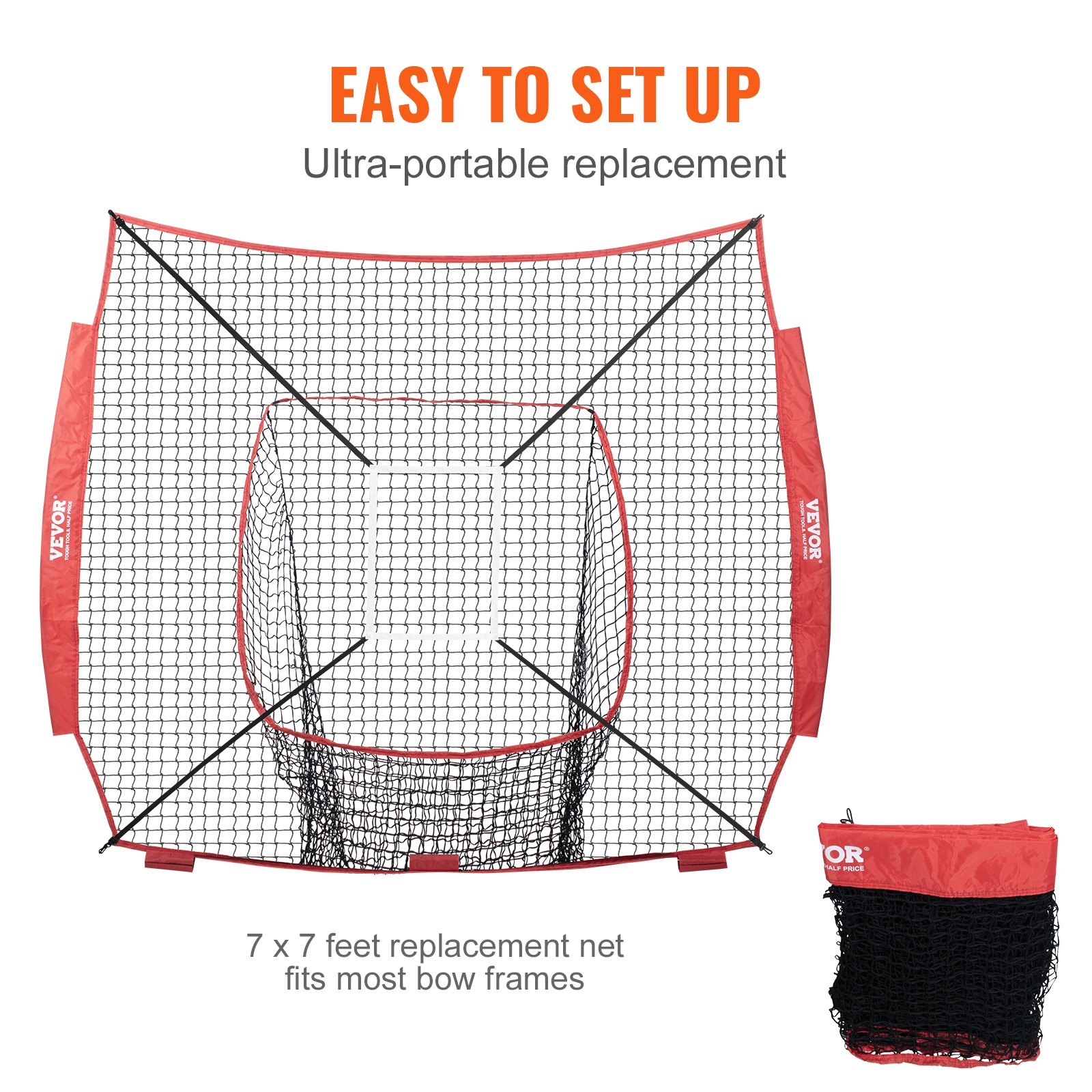 AN-Prime 7x7 Ft Baseball Softball Practice Net, Portable Baseball Training Net For Hitting Batting Catching Pitching, Backstop Baseball Equipment Training Aids (Net Only)