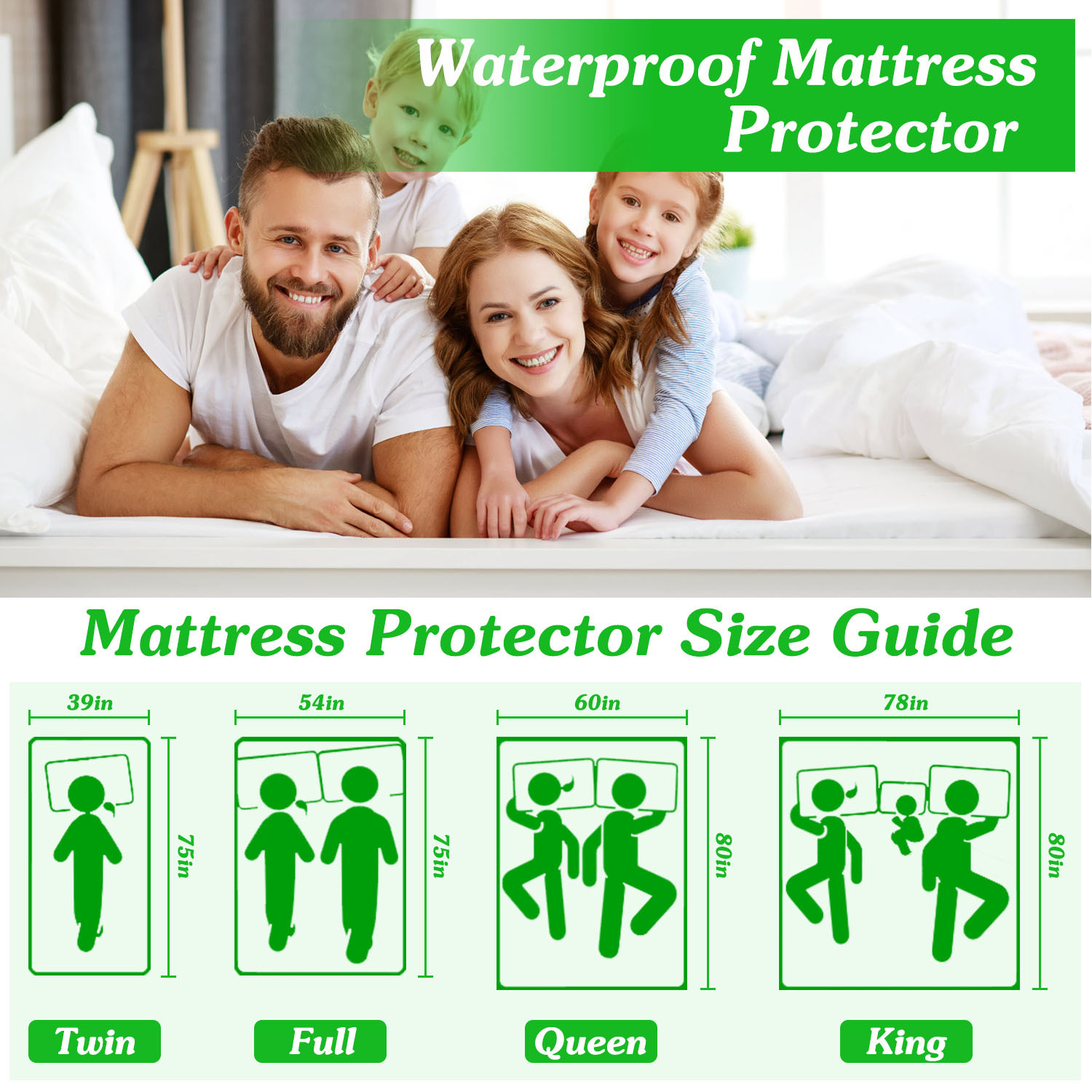 Full Size Waterproof Mattress Protector Breathable Soft Cotton Mattress Pad Cover With Elastic Deep Pocket Up To 11in Noiseless Machine Washable Bedding Mattress Pad