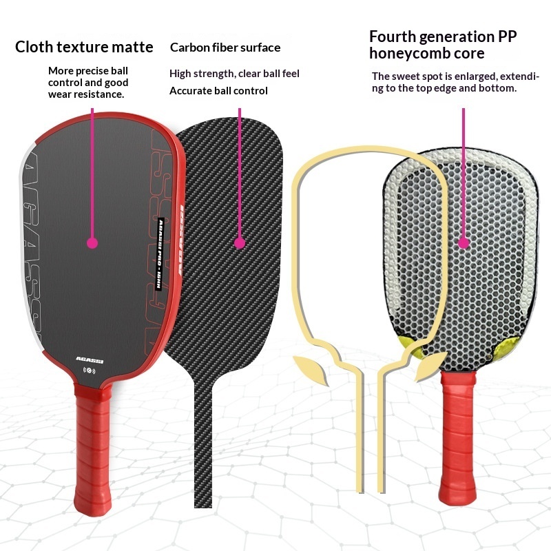 Carbon Fiber Pickleball Paddle Set Hot-Pressed In-One Piece