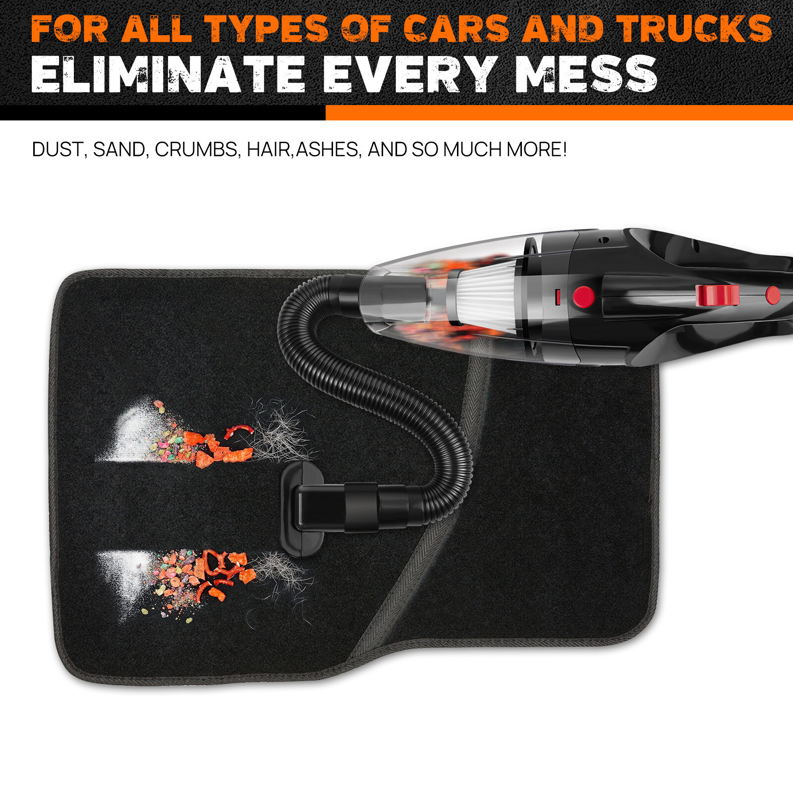 AN-Prime Mini Cordless Vacuum Cleaner Car Handheld Vacuum Power Suction USB Rechargeable