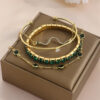 4pcs Bracelet Suit Fashion Green Grandmother Diamond Stretch Bracelet Women's Set