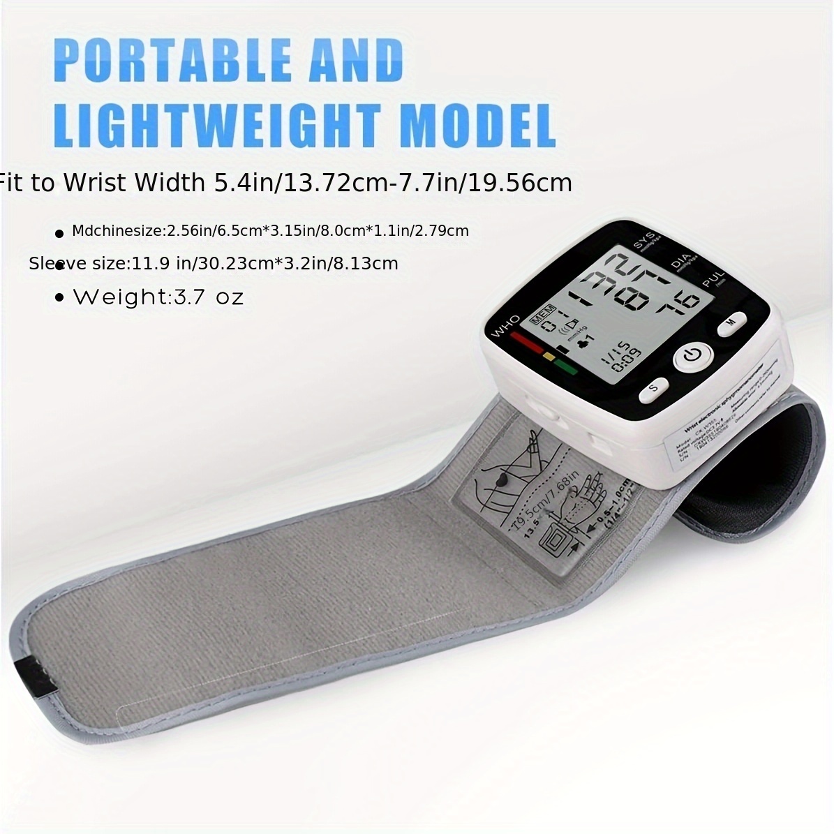 Wrist Blood Pressure Monitor Adjustable Automatic Wrist Cuff Voice Broadcast With 2 Users 180 Memory, Rechargeable Blood Pressure Monitors