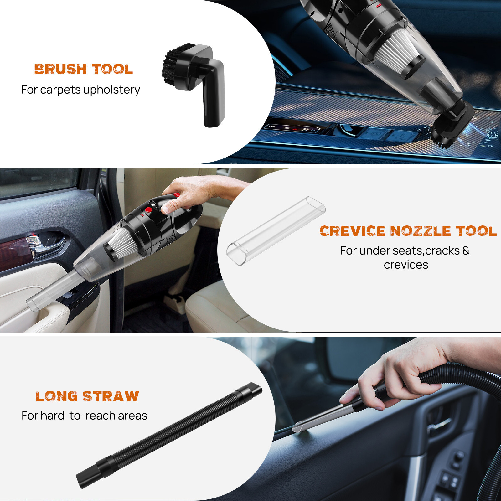 AN-Prime Mini Cordless Vacuum Cleaner Car Handheld Vacuum Power Suction USB Rechargeable
