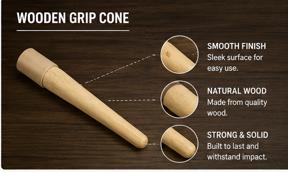 Cricket Bat Grip Cone Set – Wooden & Plastic Grip Applicator Tool