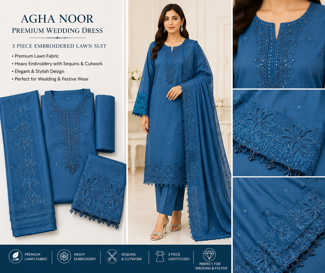 Pakistani Designer Fancy Wedding and Party Dresses - Unstitched Dresses